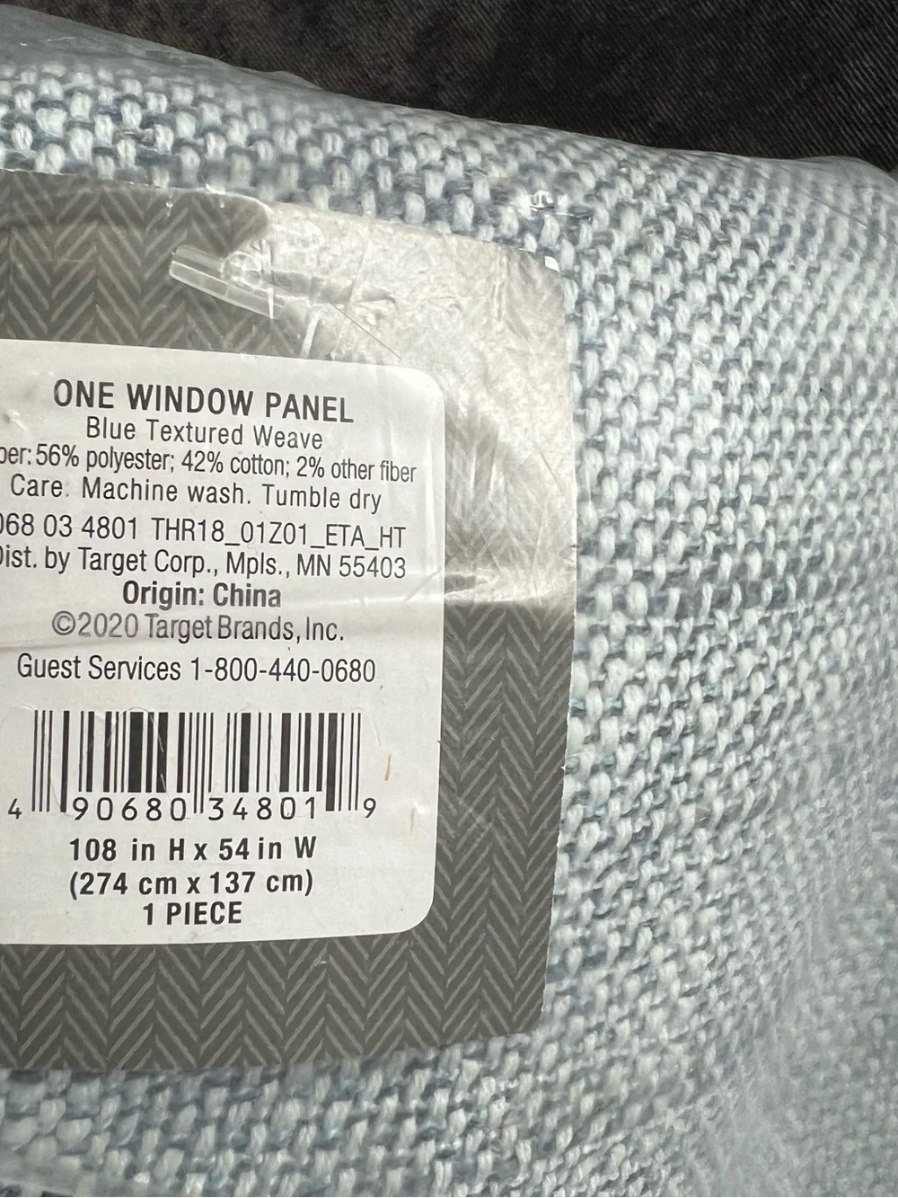 NWT Threshold Blue Textured Weave Light Filtering Curtains- 2 Panels 108”x54”